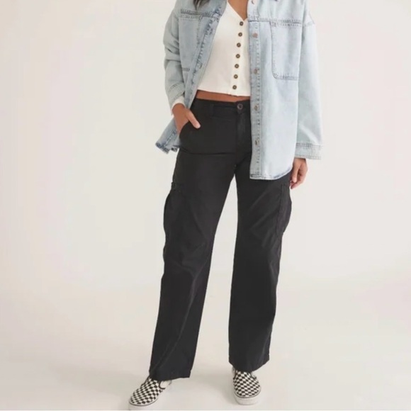 Marine Layer Jo Wide Leg Utility Cargo Pant In Black size 8 NWT - Picture 3 of 9